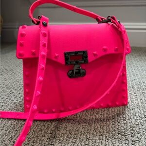 Hot Pink Studded Jelly Crossbody Bag